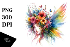 Fairy with Floral Wreath PNG Product Image 1