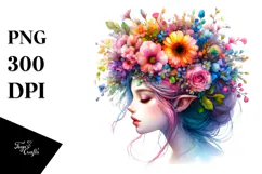 Fairy with Floral Wreath PNG Product Image 1