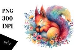 Colorful Sleeping Squirrel PNG Product Image 1
