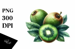 Watercolor Kiwi Tropical Fruit Sticker Clipart Product Image 3