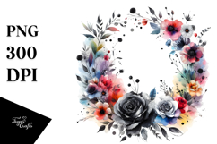Black Roses Floral Frame PNG Product Image 1