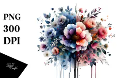 Grunge Flower Splashes, Transparent PNG Product Image 1