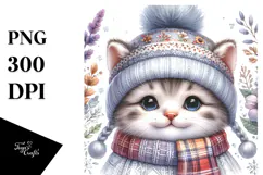 High Baby Cat in Winter Clothes PNG Product Image 1