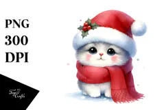 High Baby Cat with Santa Hat PNG Product Image 1