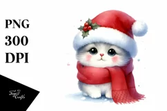 High Baby Cat with Santa Hat PNG Product Image 1