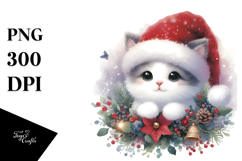 High Baby Cat with Santa Hat PNG Product Image 1