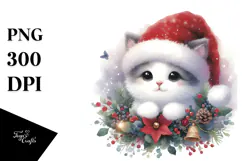 High Baby Cat with Santa Hat PNG Product Image 1