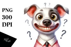 Confused White Dog Watercolor Clipart Product Image 3