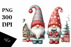 Cute Christmas Gnomes in Semiprofile PNG Product Image 1