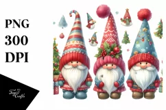 Cute Christmas Gnomes in Semiprofile PNG Product Image 3