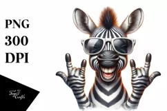 Funny Cute Zebra Watercolor Summer Sticker Clipart Product Image 3
