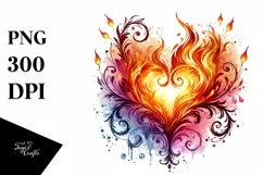 Fire Heart Digital Painting PNG Product Image 1
