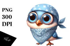 Whimsical Bird with Bandana, Transparent PNG Product Image 1