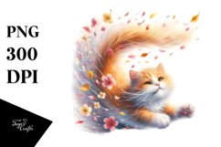Spring Petal Tumbling Cat | Sublimation | Clipart Product Image 1