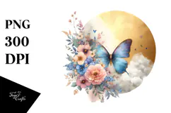Boho Butterfly made of Spring Flowers PNG Product Image 1