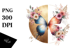Boho Butterfly made of Spring Flowers PNG Product Image 1