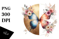 Boho Butterfly made of Spring Flowers PNG Product Image 1