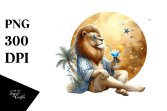 Beachwear Lion Drinking Cocktail PNG Product Image 1