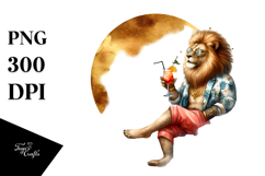 Beachwear Lion Drinking Cocktail PNG Product Image 1