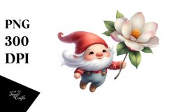Cute Falling Gardenia Gnome | Watercolor Product Image 3