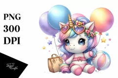 Cute Baby Unicorn with Beachwear | Clipart Product Image 1
