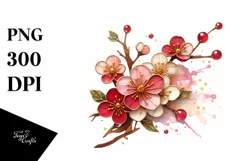 Detailed Cherry Blossom Wooden Stained Clipart Product Image 3