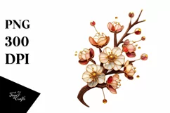 Detailed Cherry Blossom Wooden Stained Clipart Product Image 3