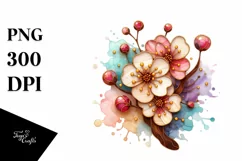 Detailed Cherry Blossom Wooden Stained Clipart Product Image 1