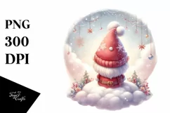Winter Christmass Gnomes on Moon PNG Product Image 1