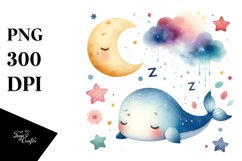 Sleeping Baby Whale | Sublimation | Clipart Product Image 3