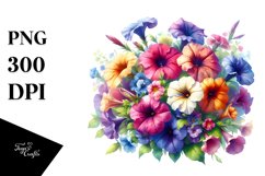 Vibrant Colorful Watercolor Buquet Petunia Product Image 3