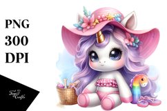 Cute Baby Unicorn with Beachwear | Clipart Product Image 1