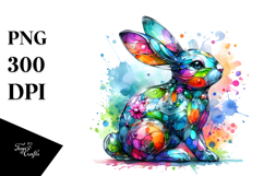 Colorful Bunny on Splashy Background PNG Product Image 1