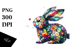 Colorful Bunny on Splashy Background PNG Product Image 1