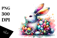 Colorful Bunny on Splashy Background PNG Product Image 1