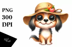 Watercolor Dog Contempt Sun Hat Clipart Product Image 1
