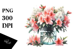 Watercolor Jar Azalea | Clipart Product Image 1