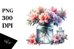 Watercolor Jar Azalea | Clipart Product Image 1