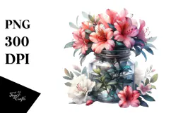 Watercolor Jar Azalea | Clipart Product Image 1