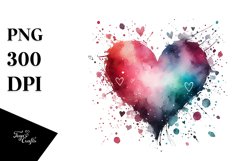 Washed Watercolor Heart, Summer PNG Product Image 1