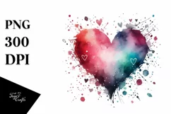 Washed Watercolor Heart, Summer PNG Product Image 1