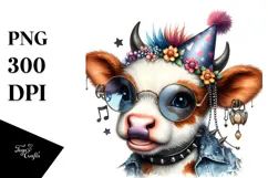 Punk Baby Cow with Party Hat Product Image 1