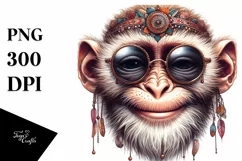 Funny Detailed Monkey Watercolor Summer Sticker Clipart Product Image 3