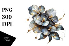 Abstract Shiny Impatiens with Golden Inserts | Clipart Product Image 1