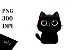 Funny Digital Painting with Black Cat PNG Product Image 1