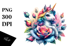 Colorful Baby Unicorn Flower PNG Product Image 1