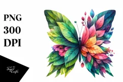 Vibrant Butterfly with Flowers PNG Product Image 1