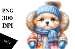Cute Baby Dog Winter Watercolor Product Image 1