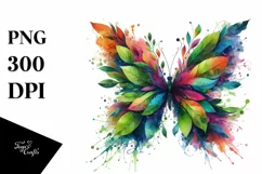 Vibrant Butterfly with Plant Leaves PNG Product Image 3