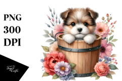 Cute Baby Dog with Flowers PNG Product Image 1